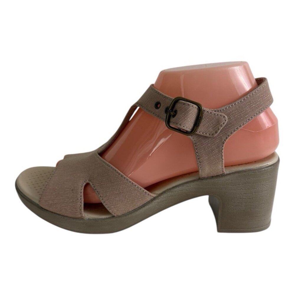 Bzees Women's Shoes Size 7.5 Everly Tan/Nude Block Heel Strappy Sandals Comfort - Picture 7 of 10
